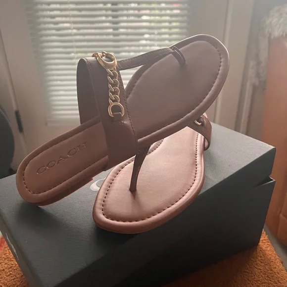 COACH NWT Jaclyn Leather Sandal Brown 8.5 - Picture 3 of 7